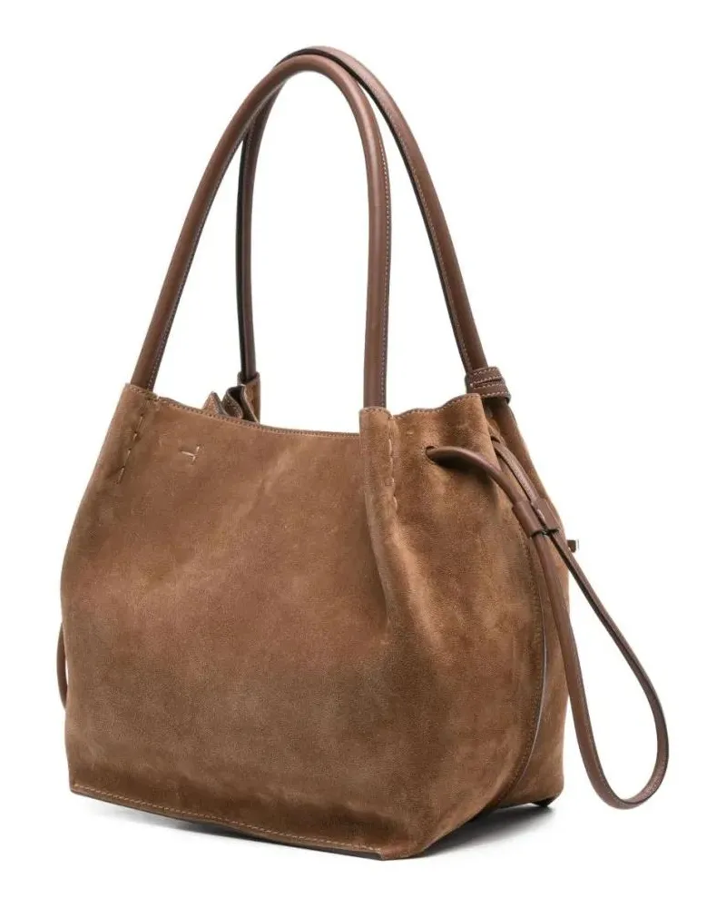 TOD'S Hobo Bags Structured Beige Vitello Leather Shoulder Bag braun Braun