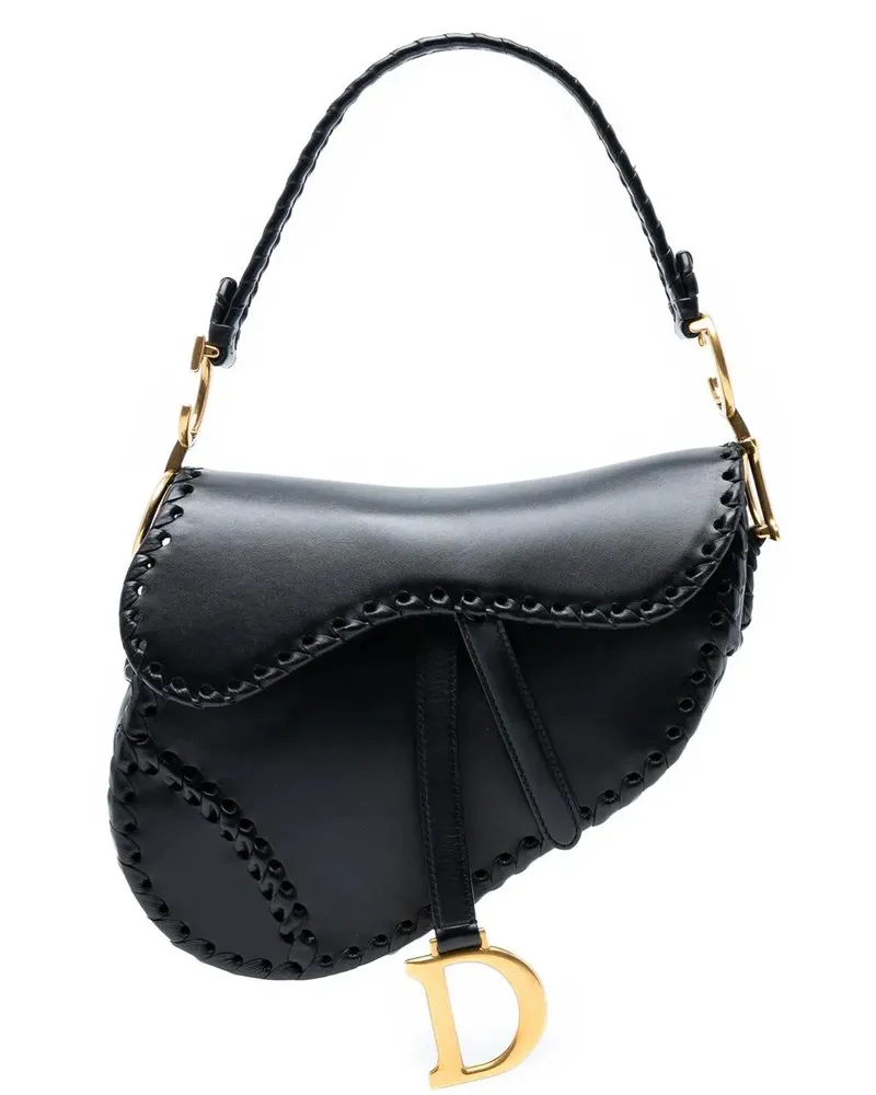 Dior Hobo Bags Smooth Calfskin Braided Saddle Bag schwarz Schwarz