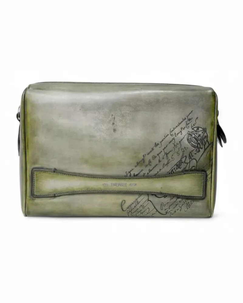 Berluti Clutches Clutch Tersio Scritto Leather Pouch Green grün Grün
