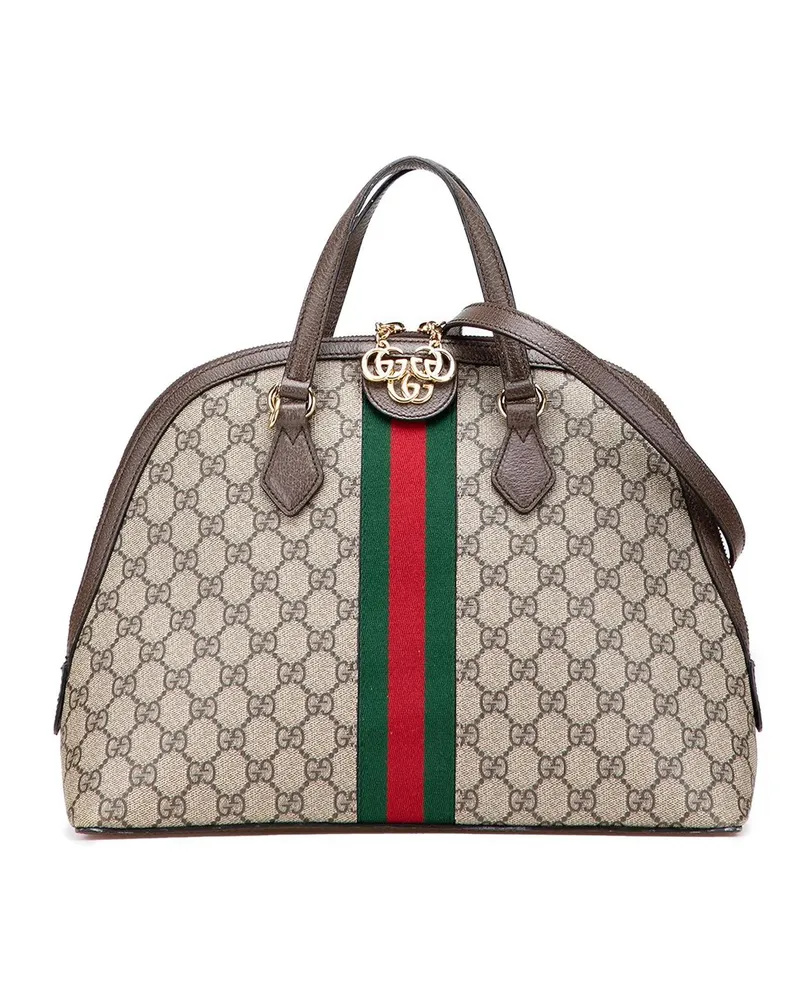 Gucci Hobo Bags Medium GG Supreme Ophidia Web Satchel braun Braun