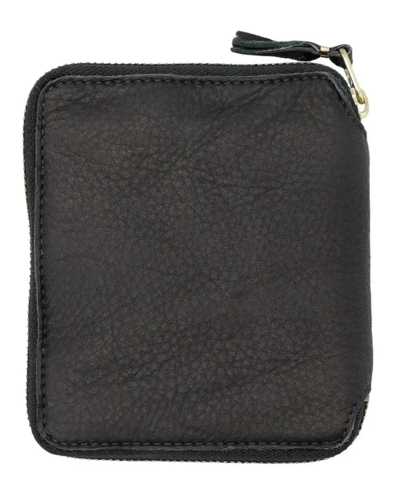 Comme des Garçons Portemonnaies Textured Leather Compact Zip Wallet schwarz Schwarz