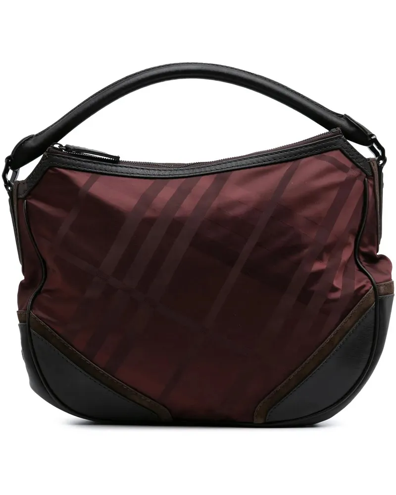 Burberry Hobo Bags 2000-2017 Tonal Check Nylon Hobo rot Rot