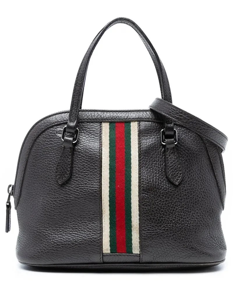 Gucci Hobo Bags Mini Leather Web Dome Satchel braun Braun