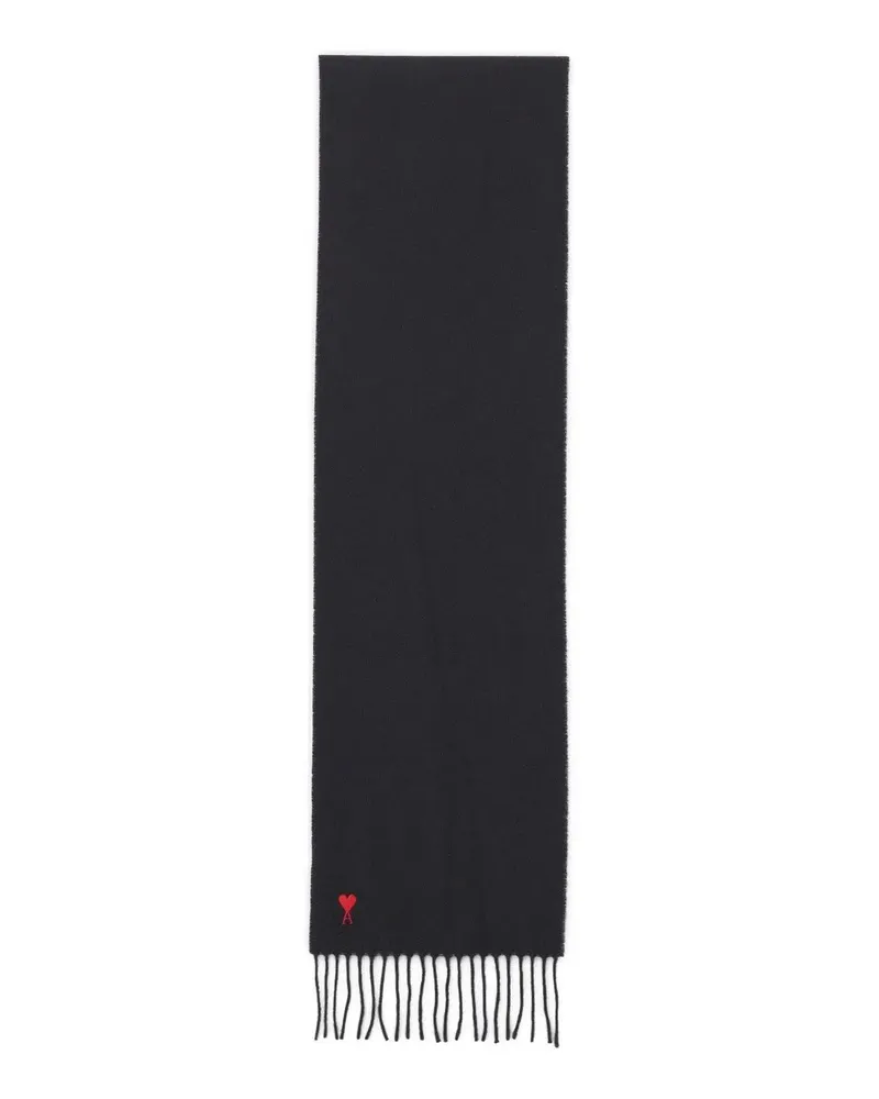 AMI Paris Tücher & Schals Wollschal mit Logo schwarz Schwarz