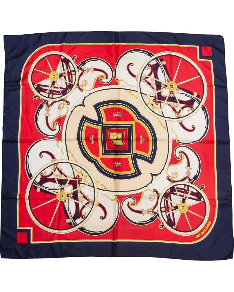 Hermès Tücher & Schals Hermes Classic Washington`s Carriage Silk Carre 90 rot Rot