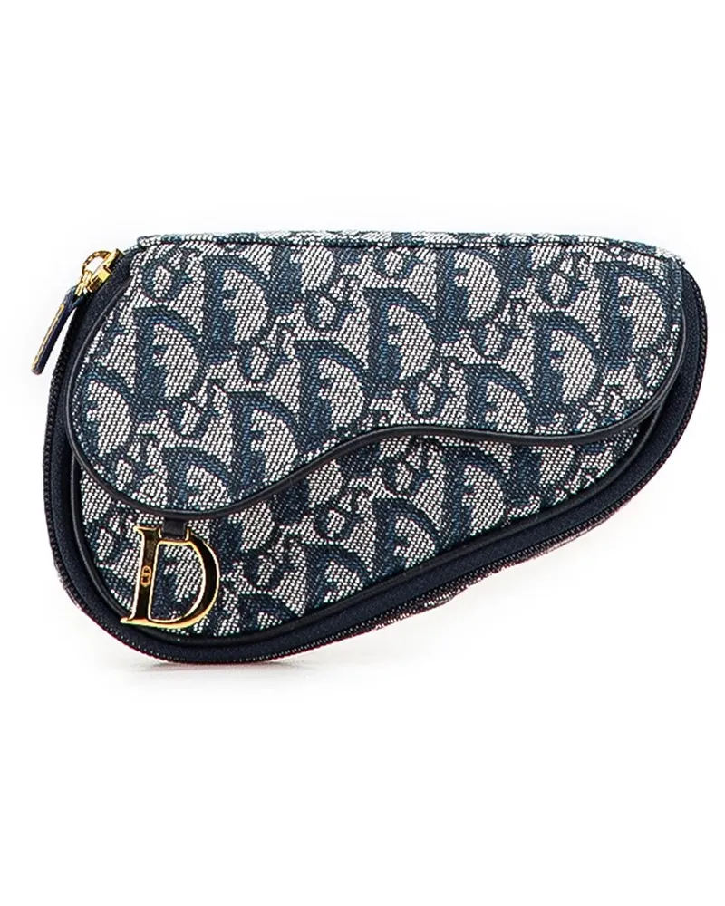 Dior Kosmetiktaschen Diorissimo Canvas Saddle Pouch blau Blau