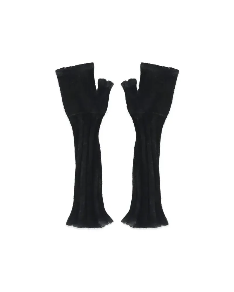 Caliban Handschuhe Black Wool And Cashmere Gloves schwarz Schwarz