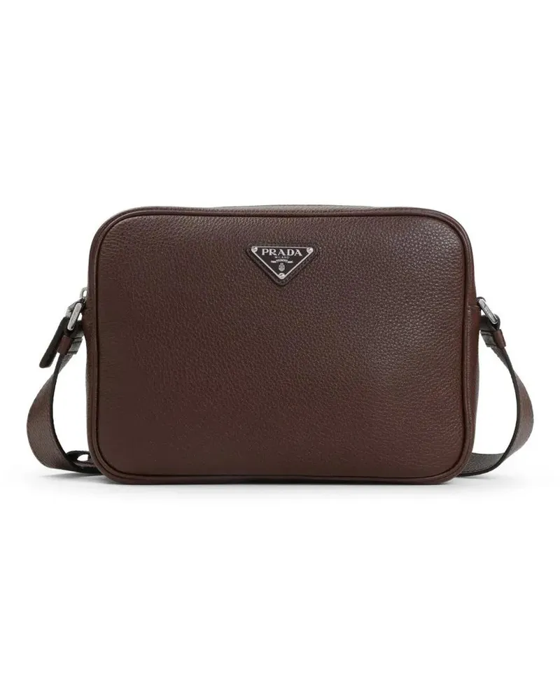 Prada Hobo Bags Textured Calf Leather Handbag braun Braun