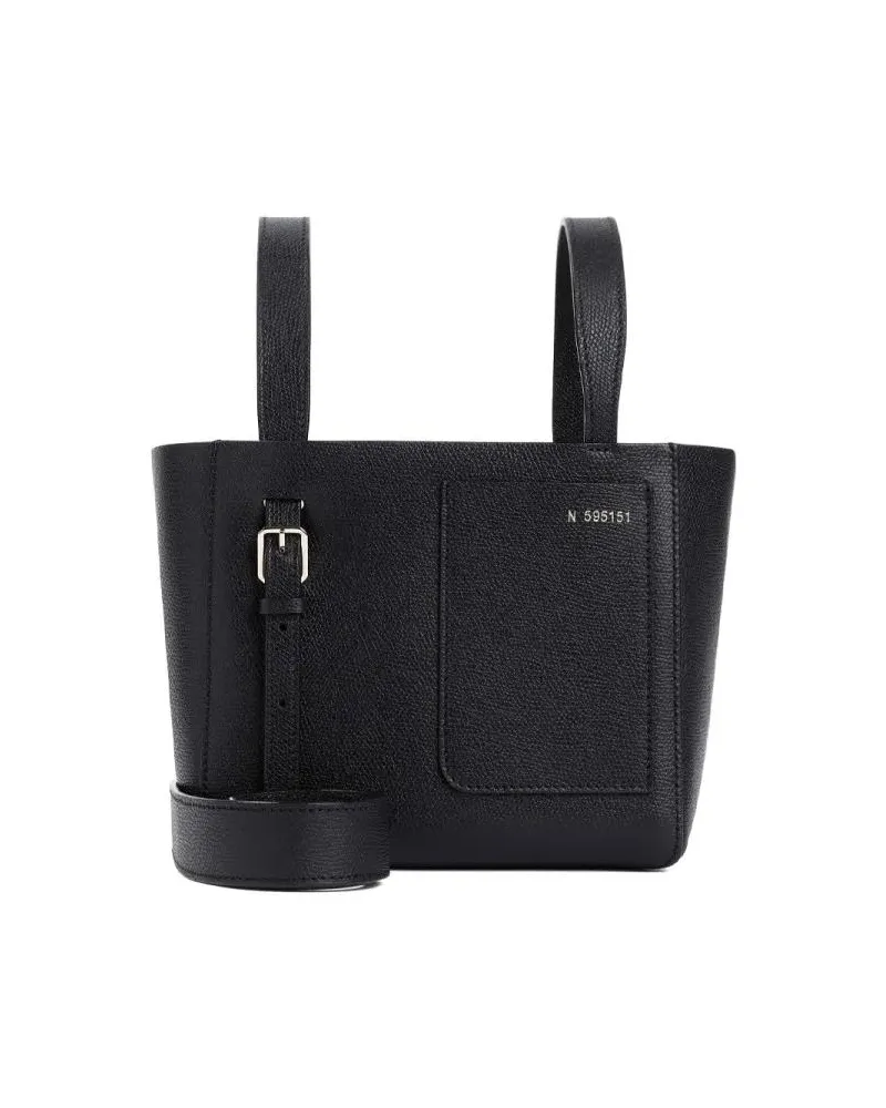 Valextra Hobo Bags Black Leather Shoulder Bag schwarz Schwarz