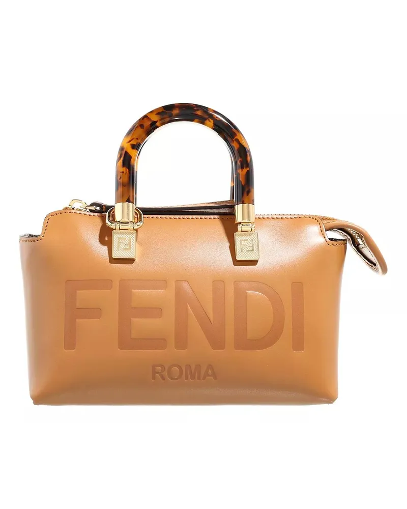 Fendi Satchel Bag Small Leather Boston Bag Braun