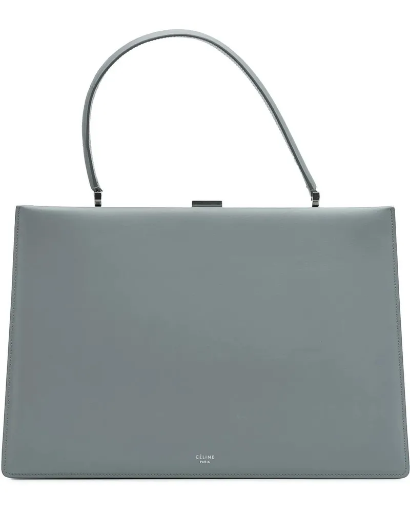 Celine Crossbody Bags 2000-2024 Medium Calfskin Clasp Handbag grau Grau