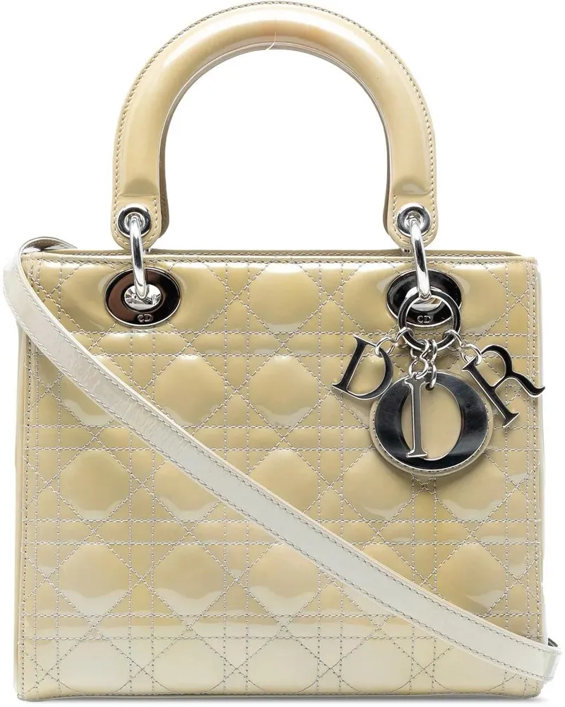 Dior Hobo Bags Medium Patent Cannage Lady Dior braun Braun