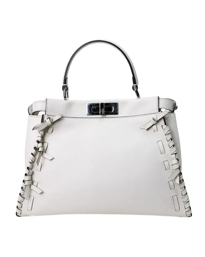 Fendi Crossbody Bags Peekaboo Medium Bow White weiß Weiß