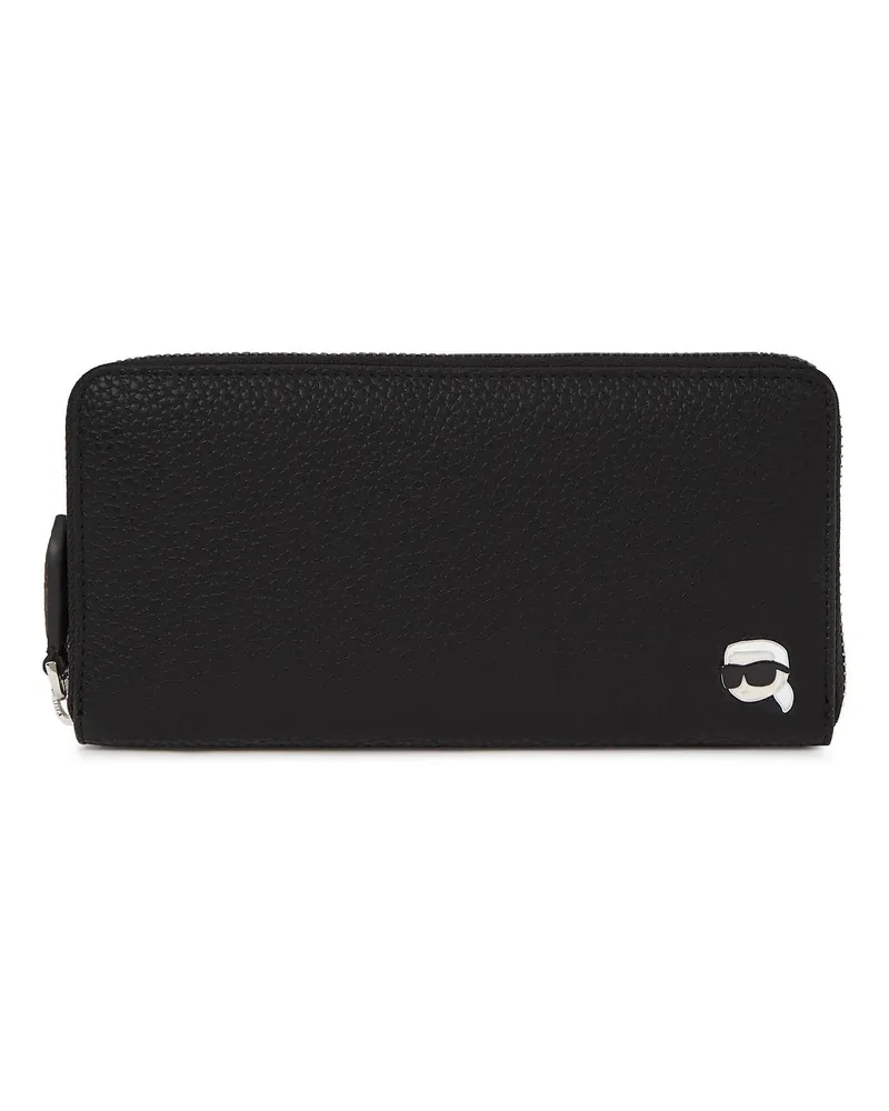 Karl Lagerfeld Portemonnaie IKON Pebble Brieftasche im Continental-Stil schwarz Schwarz
