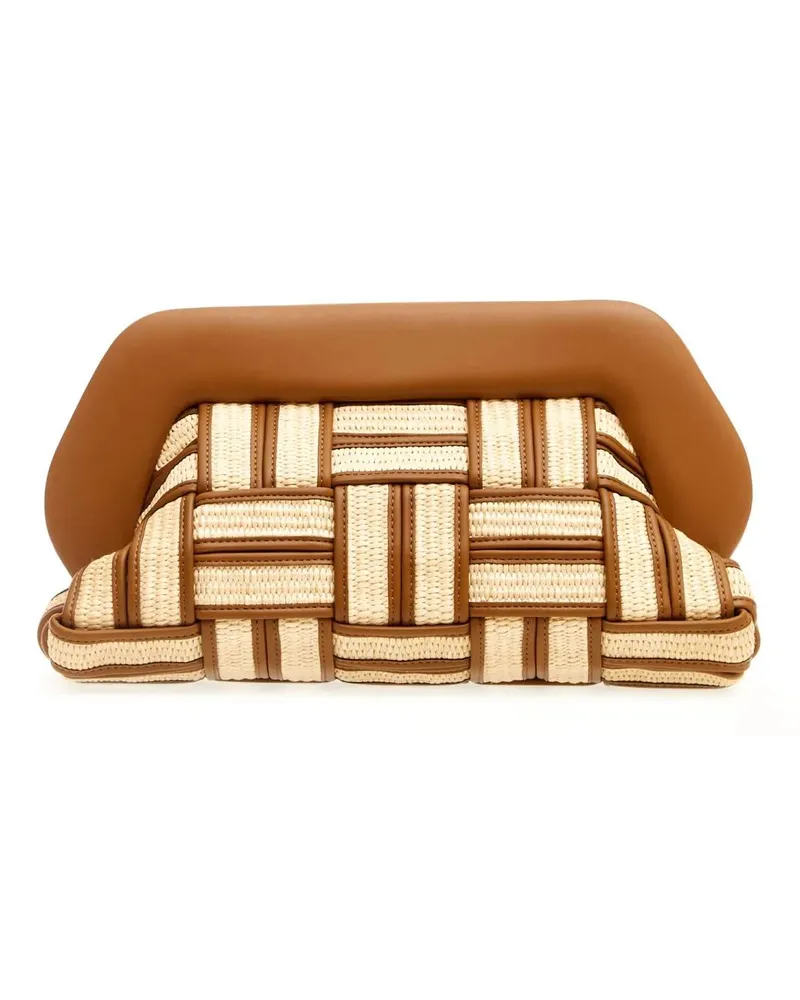 THEMOIRÈ Clutches Large Raffia Clutch In Leather And Caramel braun Braun