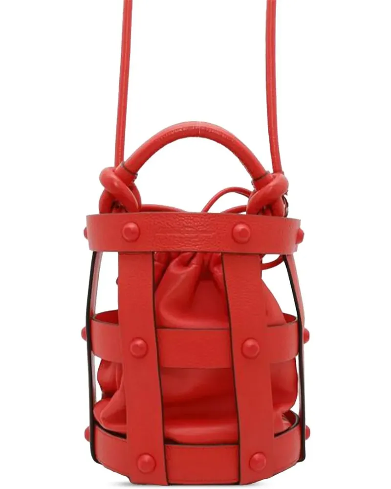 Ferragamo Hobo Bags Leather Cage Bucket Bag rot Rot