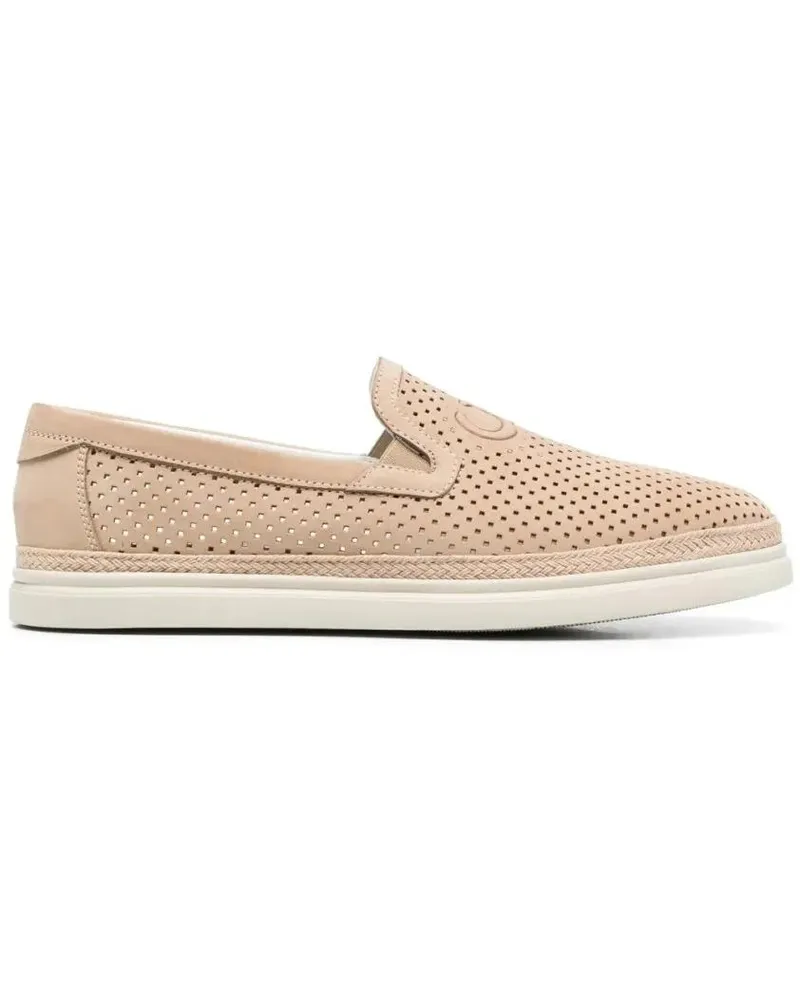 Casadei Loafer Perforated Leather Slip-On Loafers beige Beige