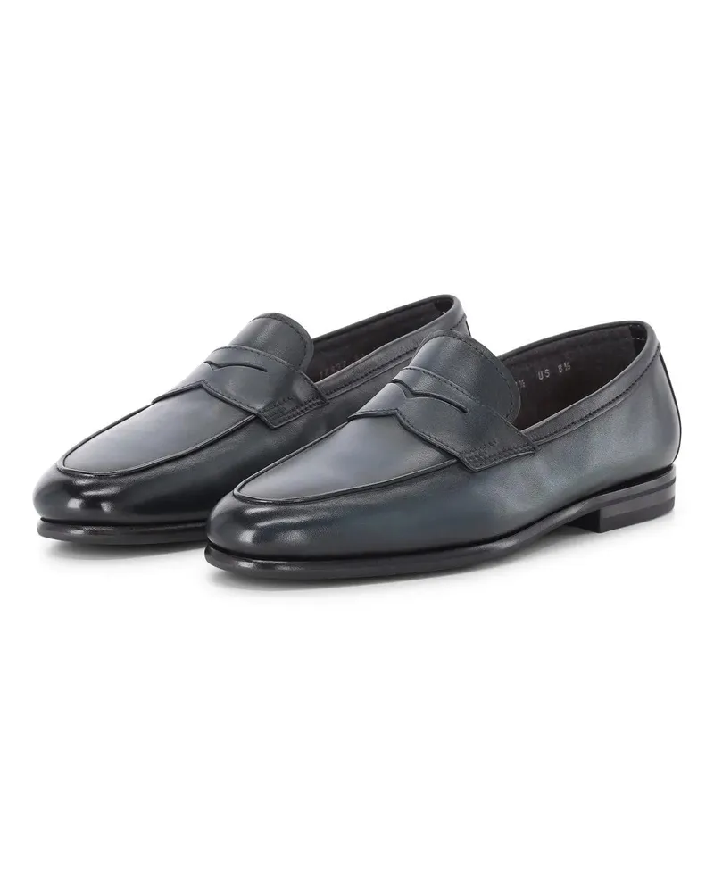 Santoni Low-Top Sneaker Loafer aus Leder blau Blau