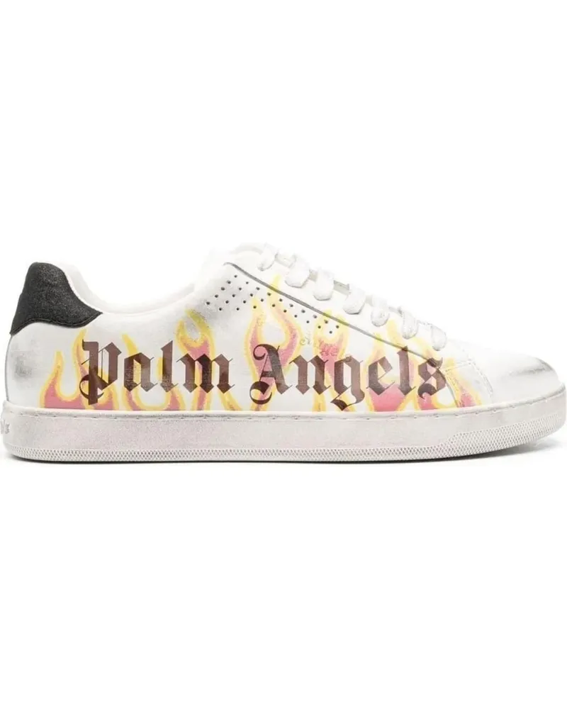 Palm Angels Low-Top Sneaker Spray Print Flame Logo Sneakers weiß Weiß