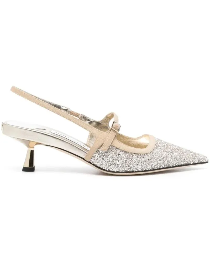 Jimmy Choo Hohe Schuhe Pointed Toe Slingback Heels With Glitter Detailing beige Beige