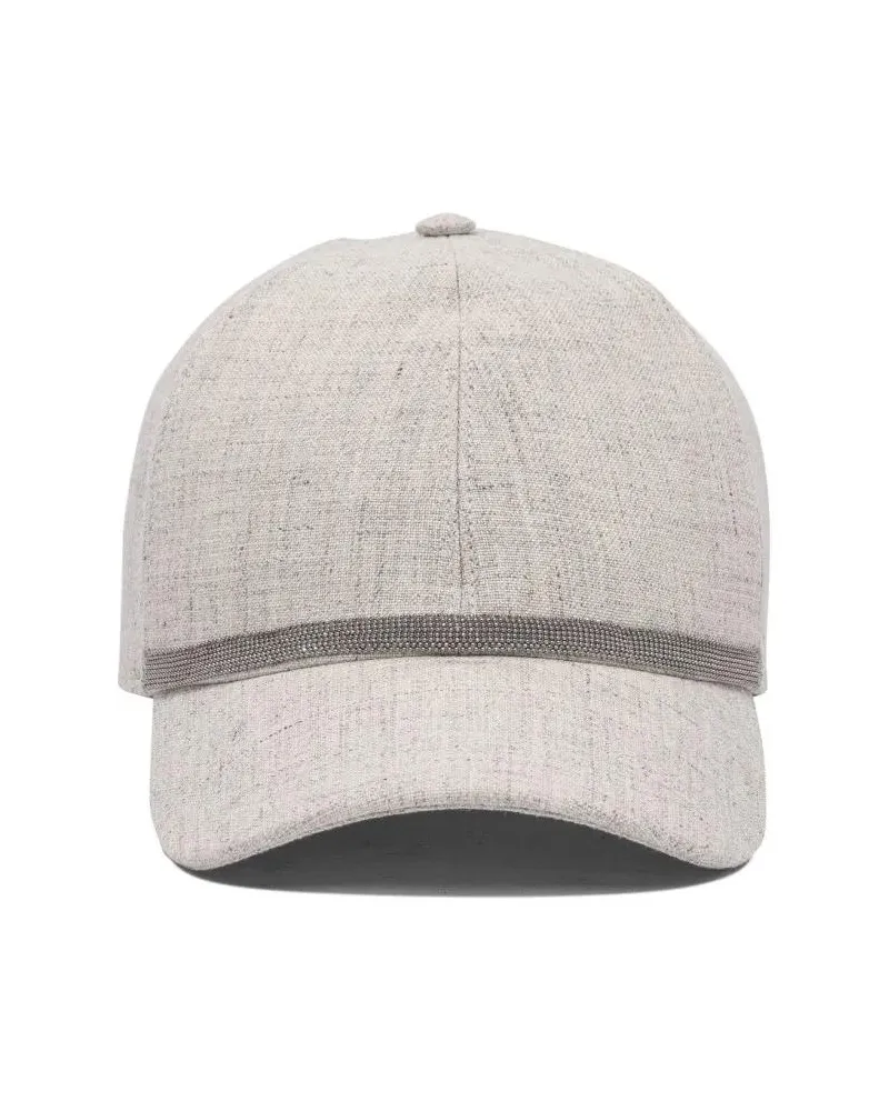 Brunello Cucinelli Caps & Mützen Textured Linen Baseball Cap grau Grau