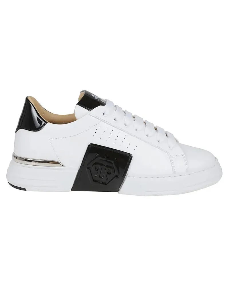 Philipp Plein Low-Top Sneaker Calfskin Leather Sneakers With Striking Logo Detai weiß Weiß