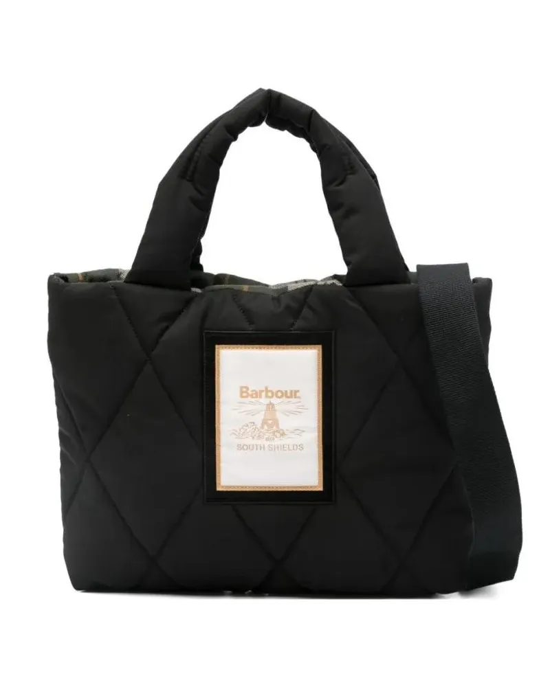 Barbour Hobo Bags Quilted Black Handbag With Detachable Shoulder Str schwarz Schwarz