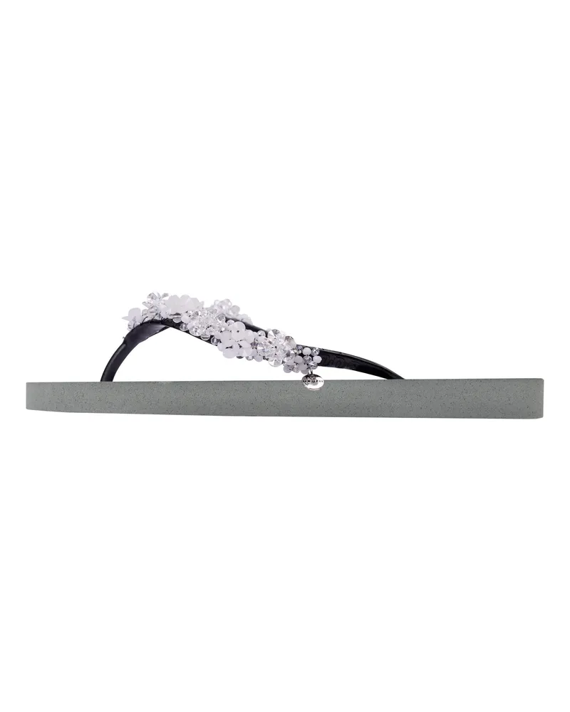 uzurii Slipper & Pantoletten Zehentrenner Precious Bloom White silberfarben 