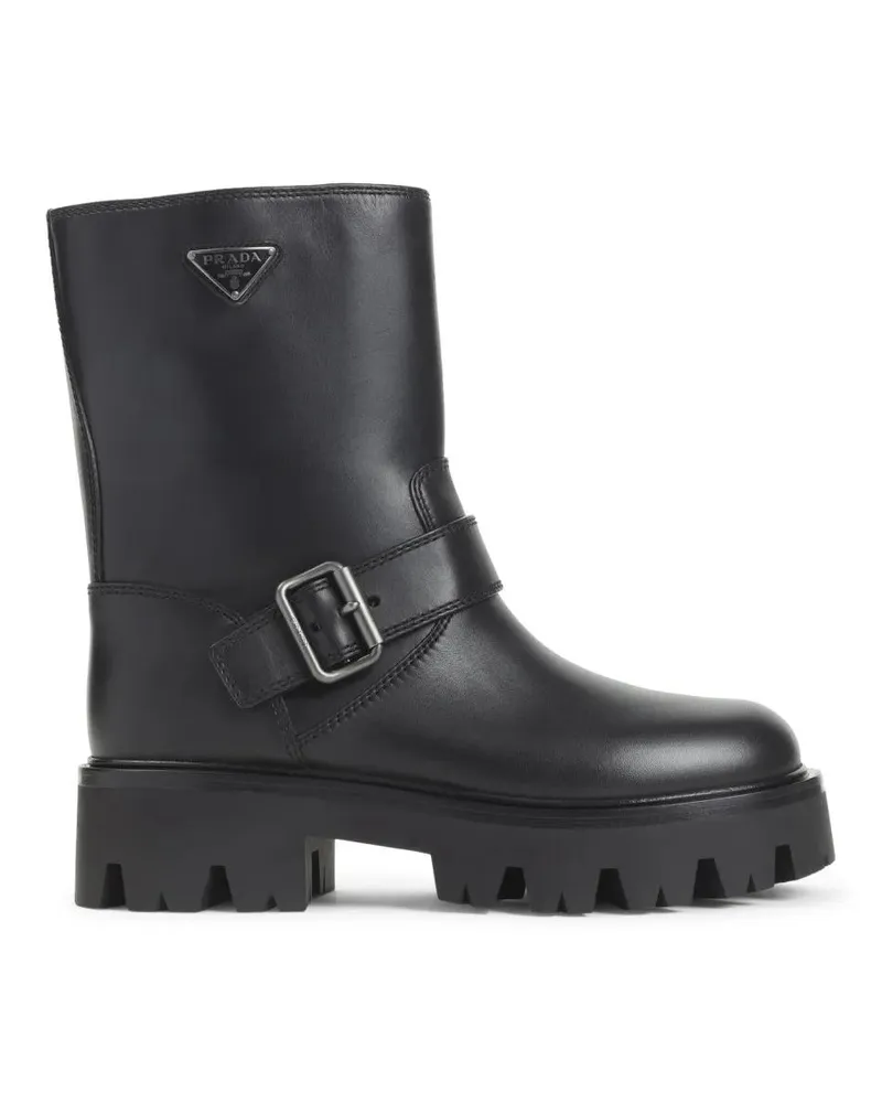 Prada Stiefel Ankle Boots With Smooth Leather Upper And Chunky S schwarz Schwarz