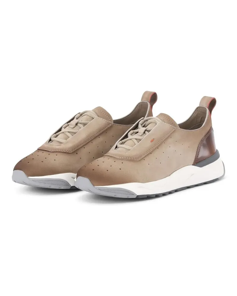 Santoni Low-Top Sneaker Sneaker aus Nubukleder braun Braun