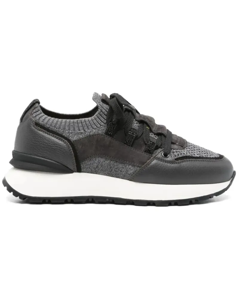 Doucal´s Low-Top Sneaker Textured Black Trainers schwarz Schwarz