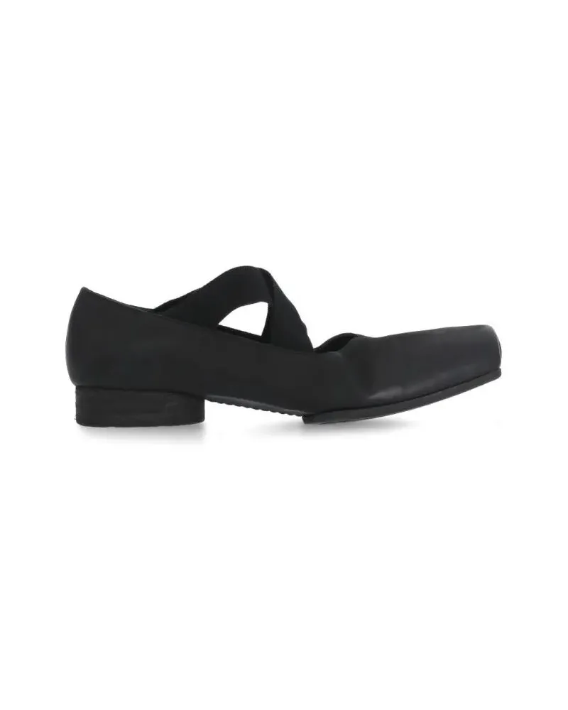 Uma Wang Leather Ballet Shoes schwarz Schwarz