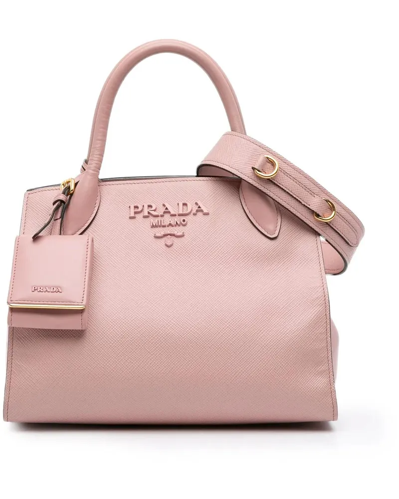 Prada Hobo Bags Small Saffiano Cuir Monochrome Top Handle Tote rosa Gold