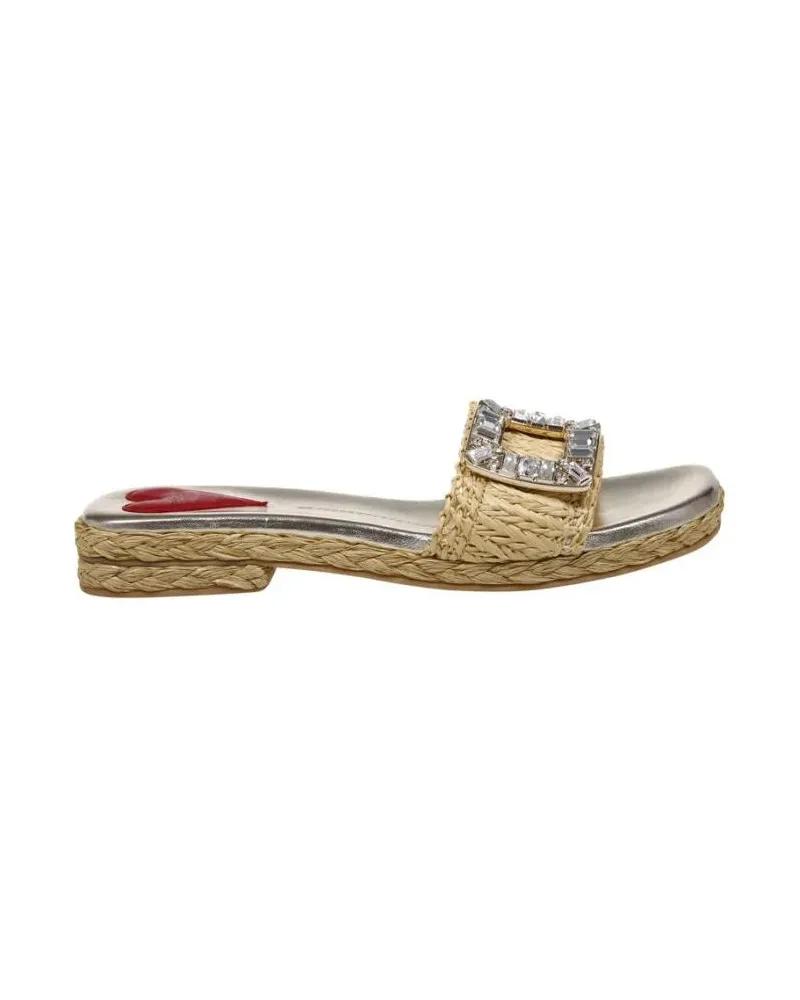 Roger Vivier Slipper & Pantoletten Strass Buckle Raffia Espa Mule 25 beige Beige