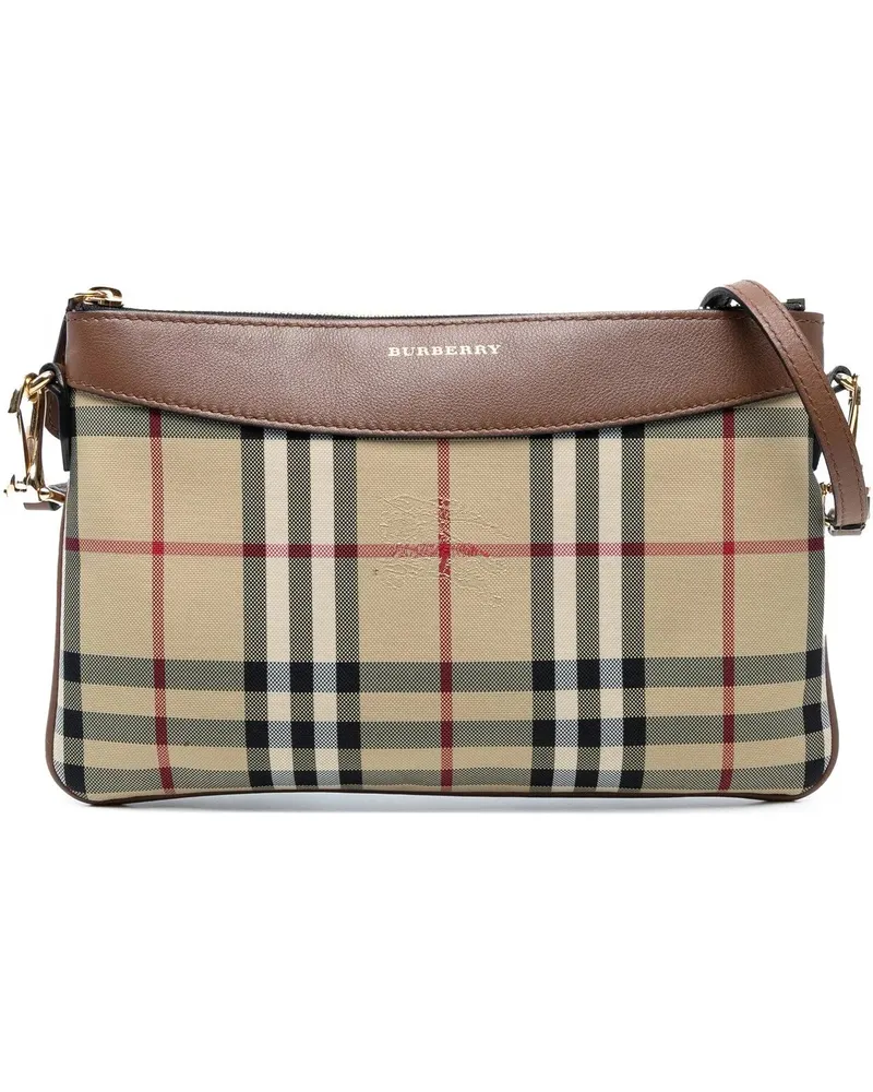 Burberry Hobo Bags Haymarket Check Canvas Peyton Crossbody braun Braun