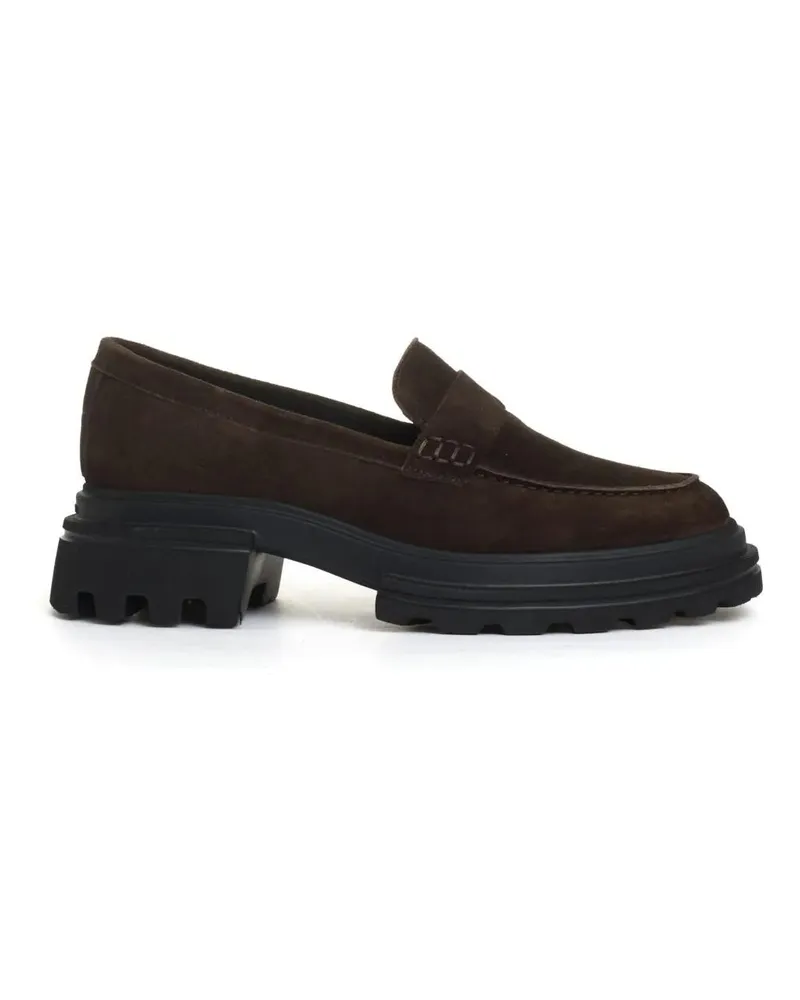 Hogan Hohe Schuhe Refined Leather Shoes With Chunky Sole braun Braun