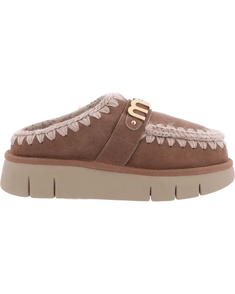Mou Slipper & Pantoletten Dames Bounce Clog Logo Pink Brown rosa Gold