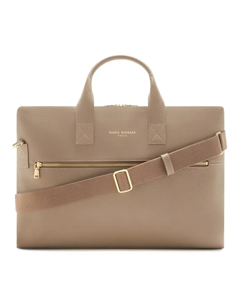 Isabel Bernard Aktentaschen Honoré Anique taupe calfskin leather handbag with taupe Taupe
