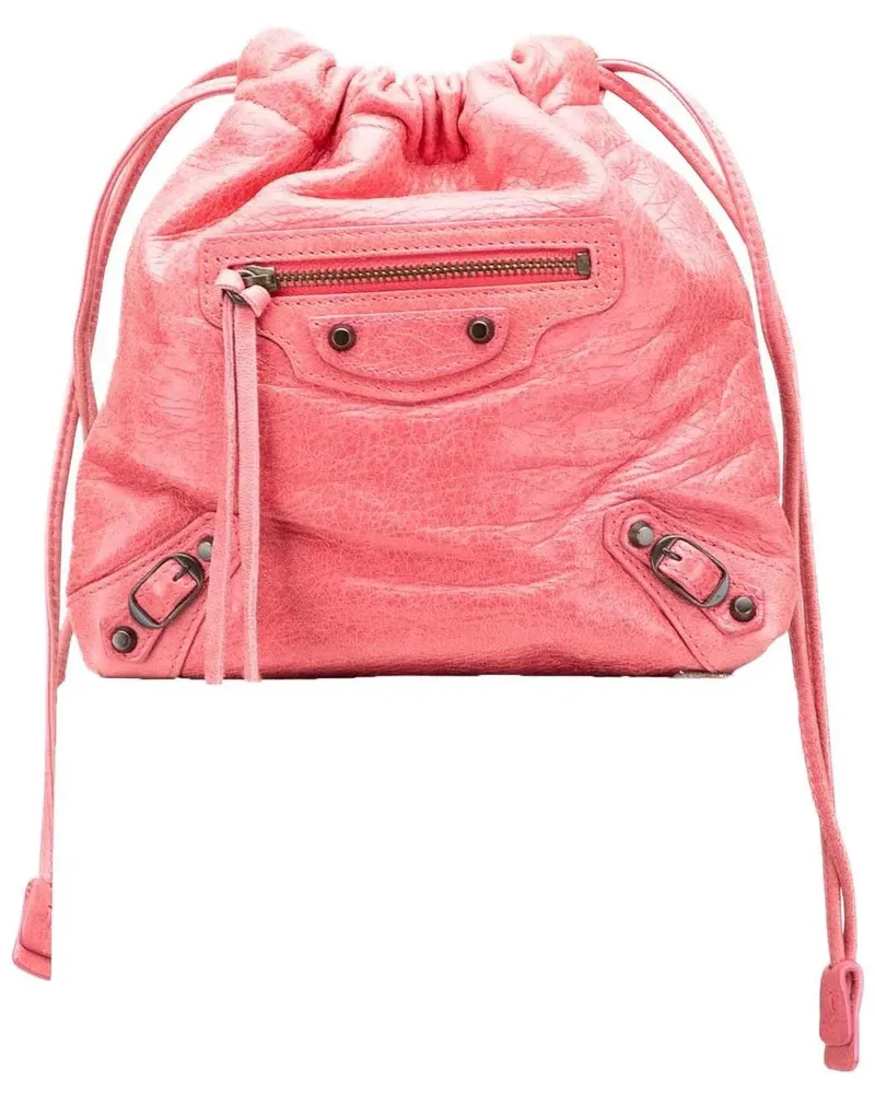 Balenciaga Kosmetiktaschen Lambskin Motocross Move On Drawstring Pouch rosa Gold
