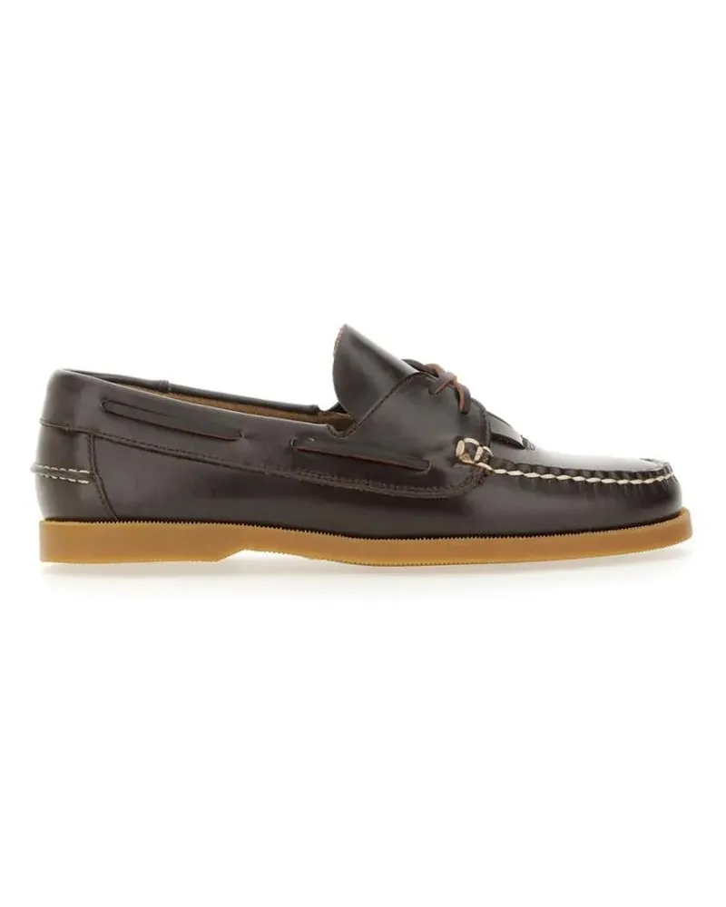 HEREU Brown Calf Leather Boat Moccasins braun Braun