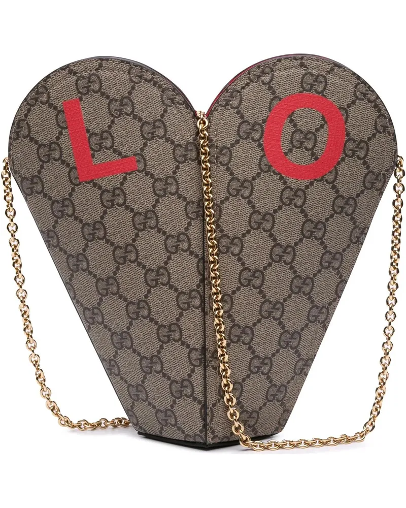 Gucci Hobo Bags Valentines Day GG Supreme Love Heart Bag braun Braun