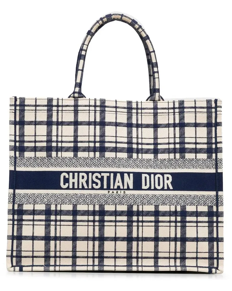 Dior Shopper Large Check n Dior Book Tote blau Blau