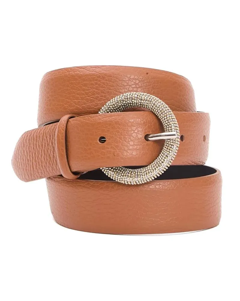 Orciani Gürtel Round Buckle Belt With Strass Accents braun Braun