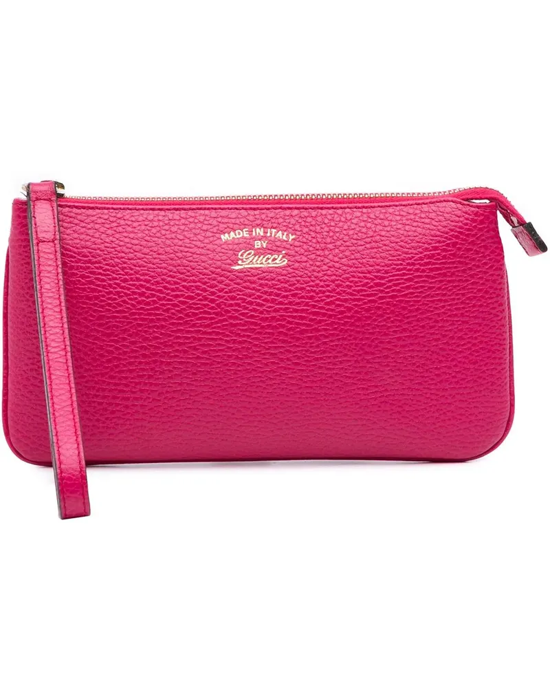 Gucci Kosmetiktaschen Pebbled Leather Swing Wristlet Pouch rosa Gold