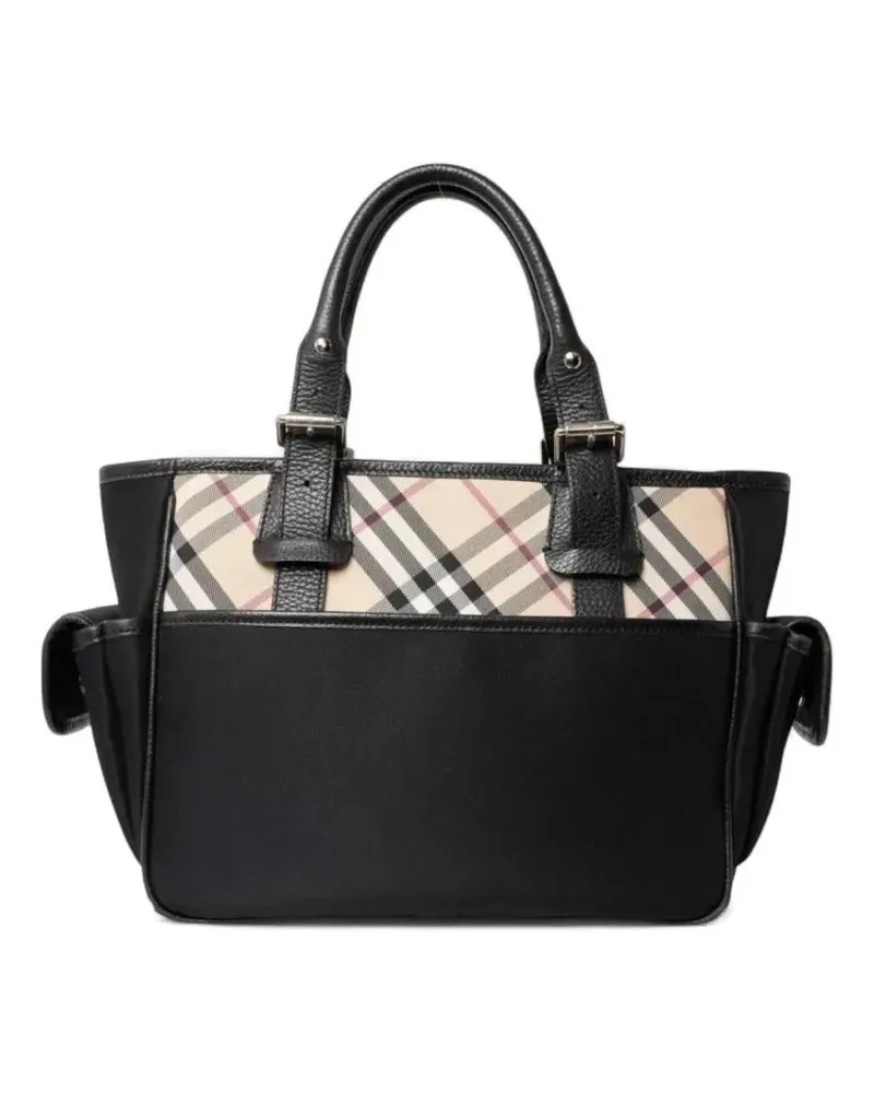 Burberry Shopper & Totes Mm Check Pattern Shopper Bag With Leather Accents schwarz Schwarz