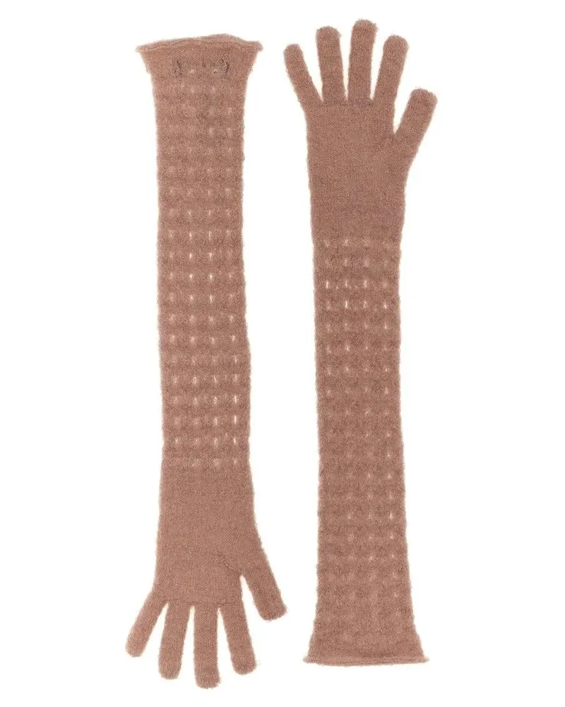 Fabiana Filippi Handschuhe Crocheted Mohair Blend Gloves With Dexterous Fit braun Braun