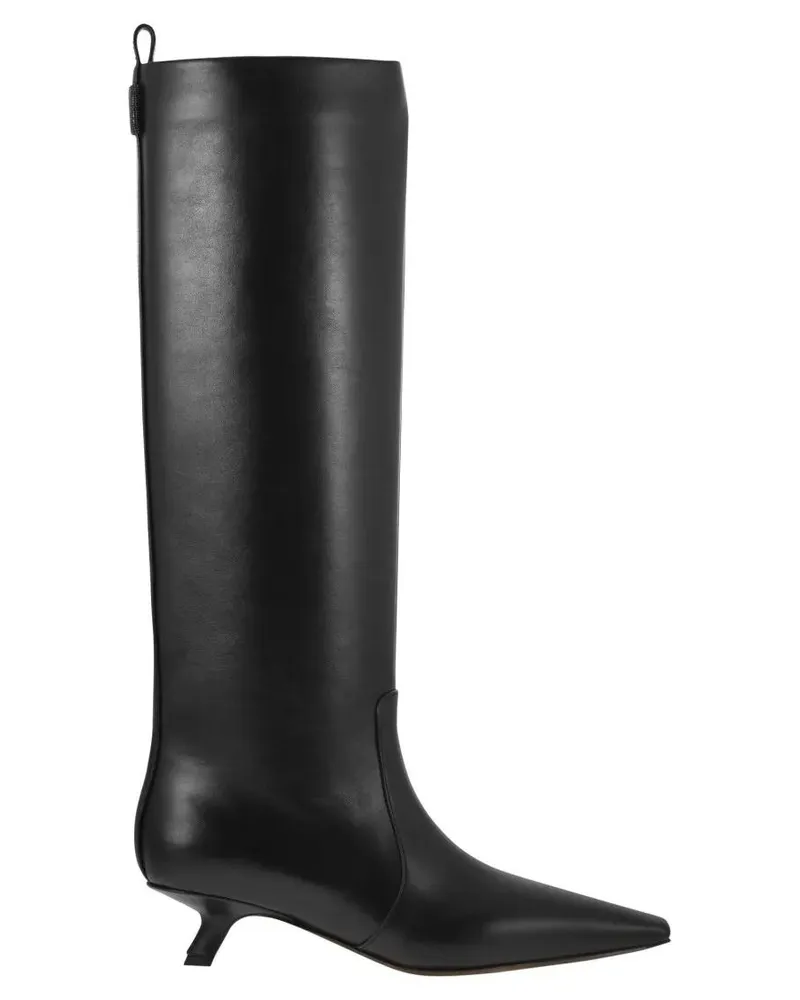 Brunello Cucinelli Stiefel Nappa Leather Boots With Shiny Loop Detail schwarz Schwarz