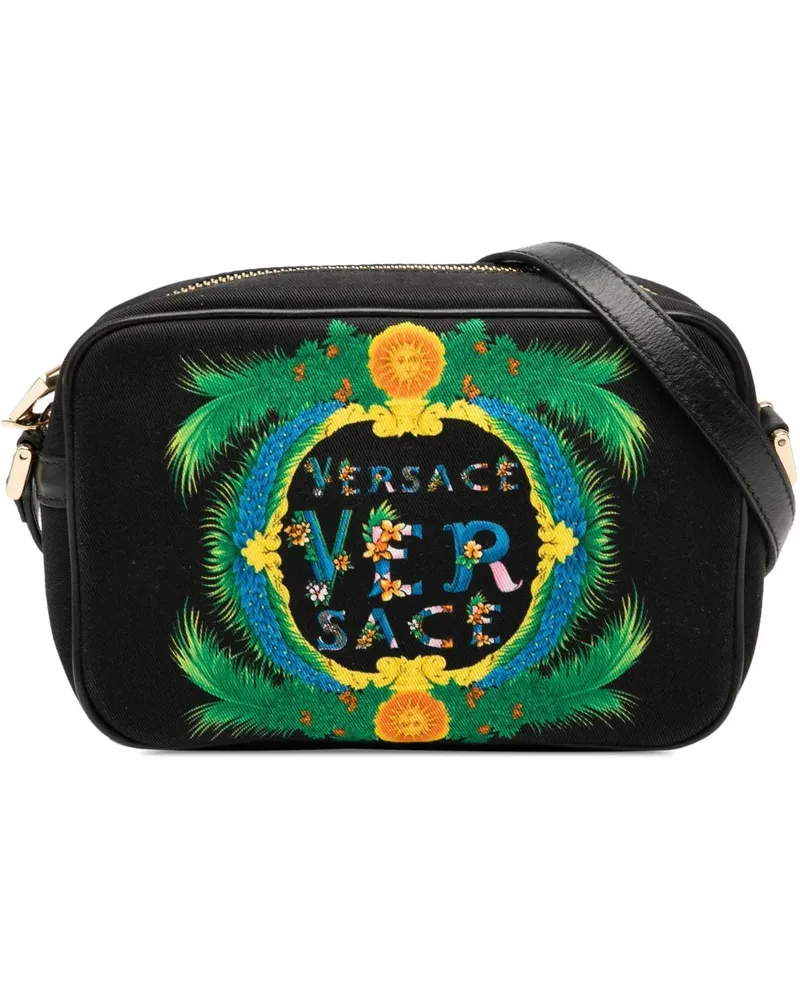 Versace Hobo Bags Logo Canvas Beverly Palm Miami Crossbody schwarz Schwarz