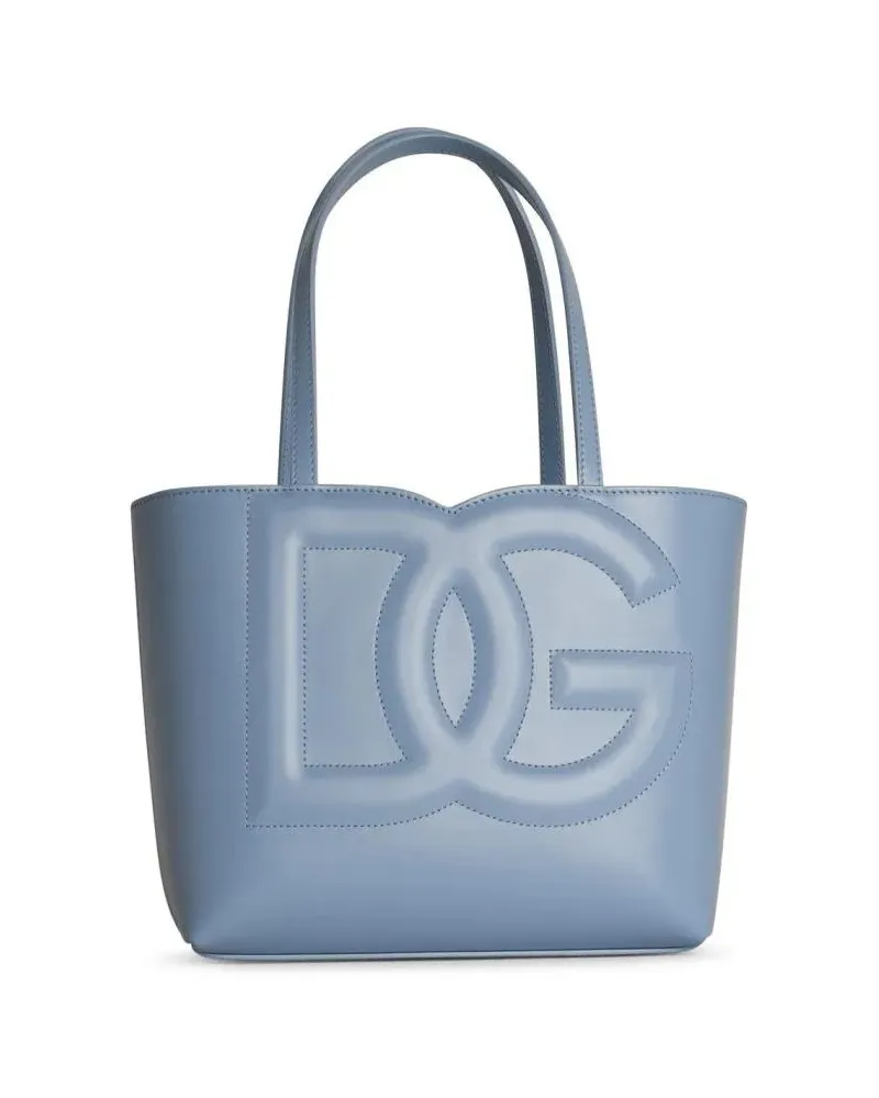 Dolce & Gabbana Totes Shopping' Light Blue Leather Bag Blau