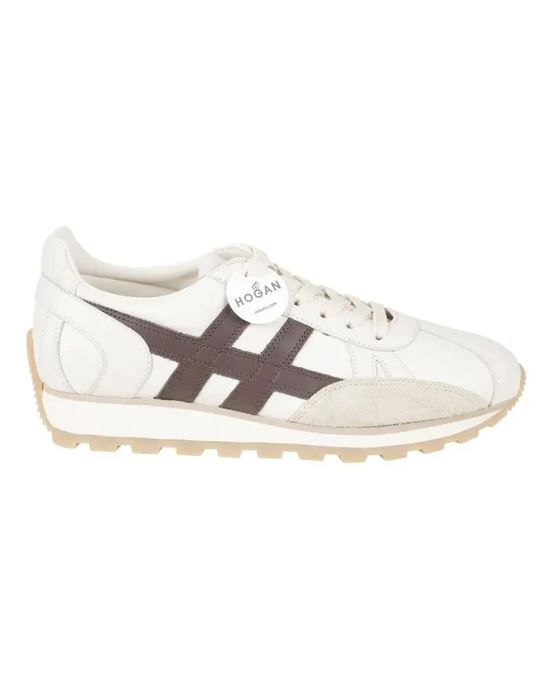 Hogan Low-Top Sneaker Low-Profile Beige Sneakers With Contrasting Dark B weiß Weiß